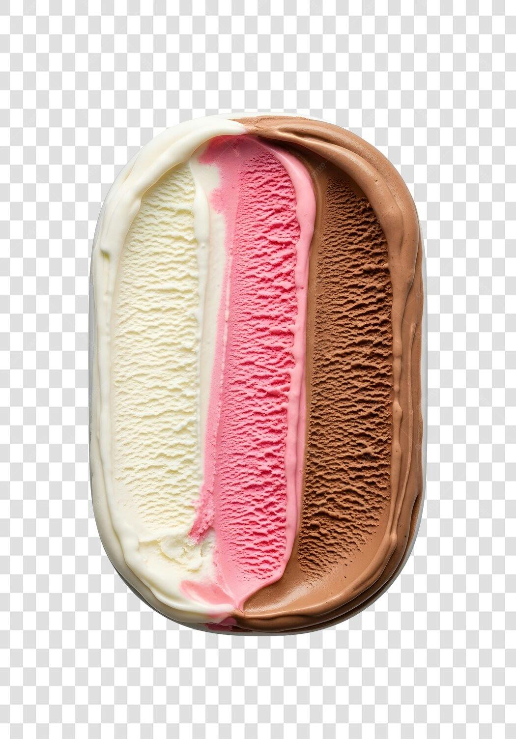 Foto Recortada Sorvete Três Sabores Creme Rosa Chocolate PNG Fundo Transparente