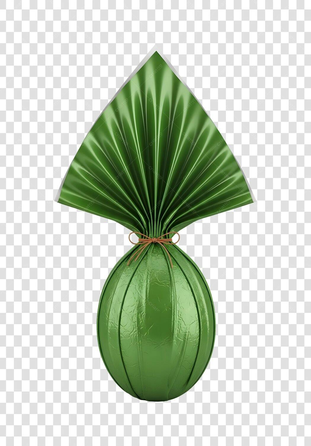 Elemento 3D Ovo de Páscoa Verde Embalado PNG Fundo Transparente