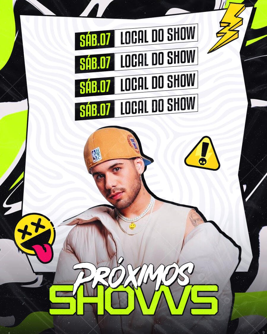 Flyer Próximos Shows Evento Musical PSD Editável