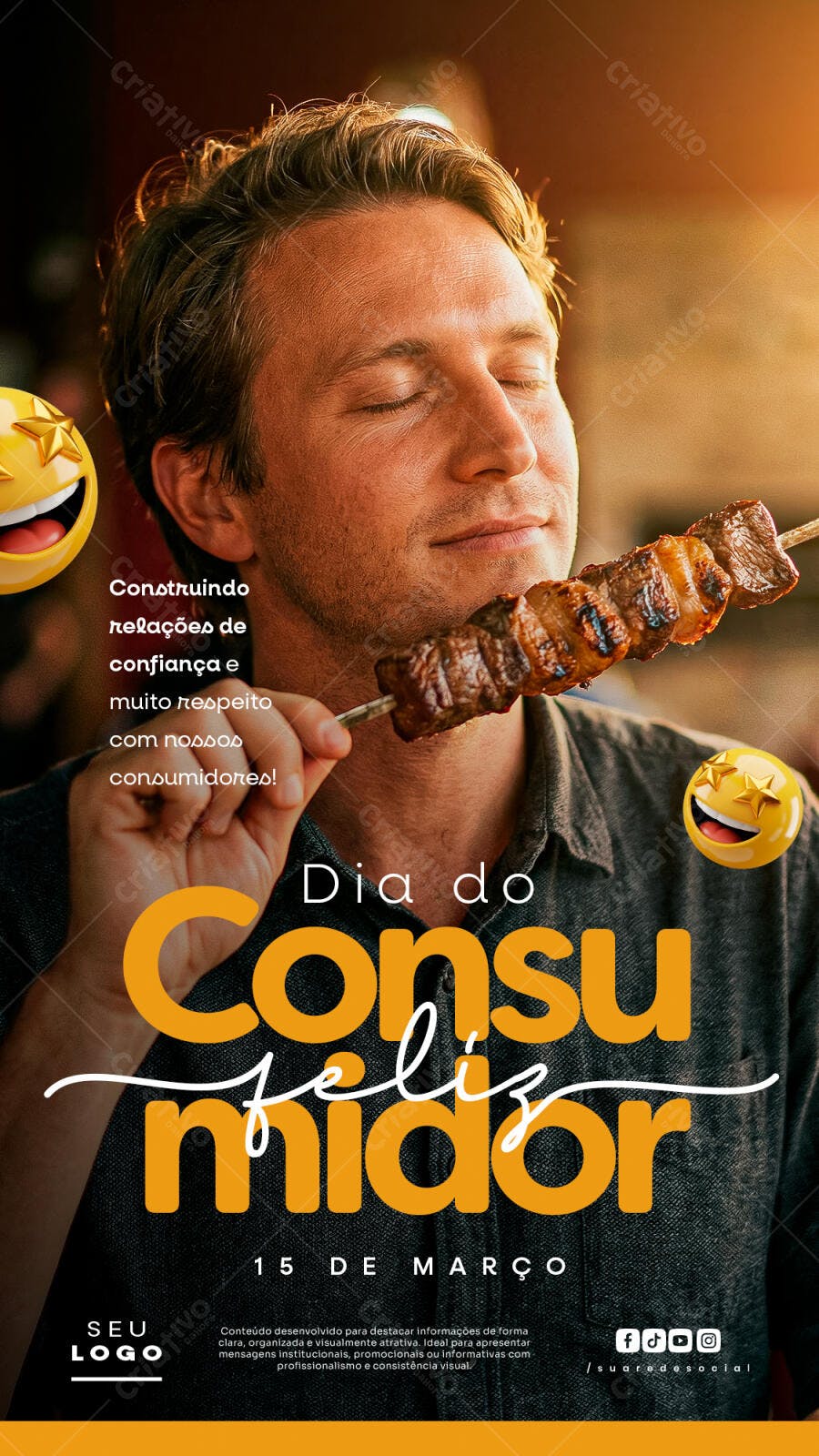 Story Dia do Consumidor 15 de Março Churrascaria PSD Editável
