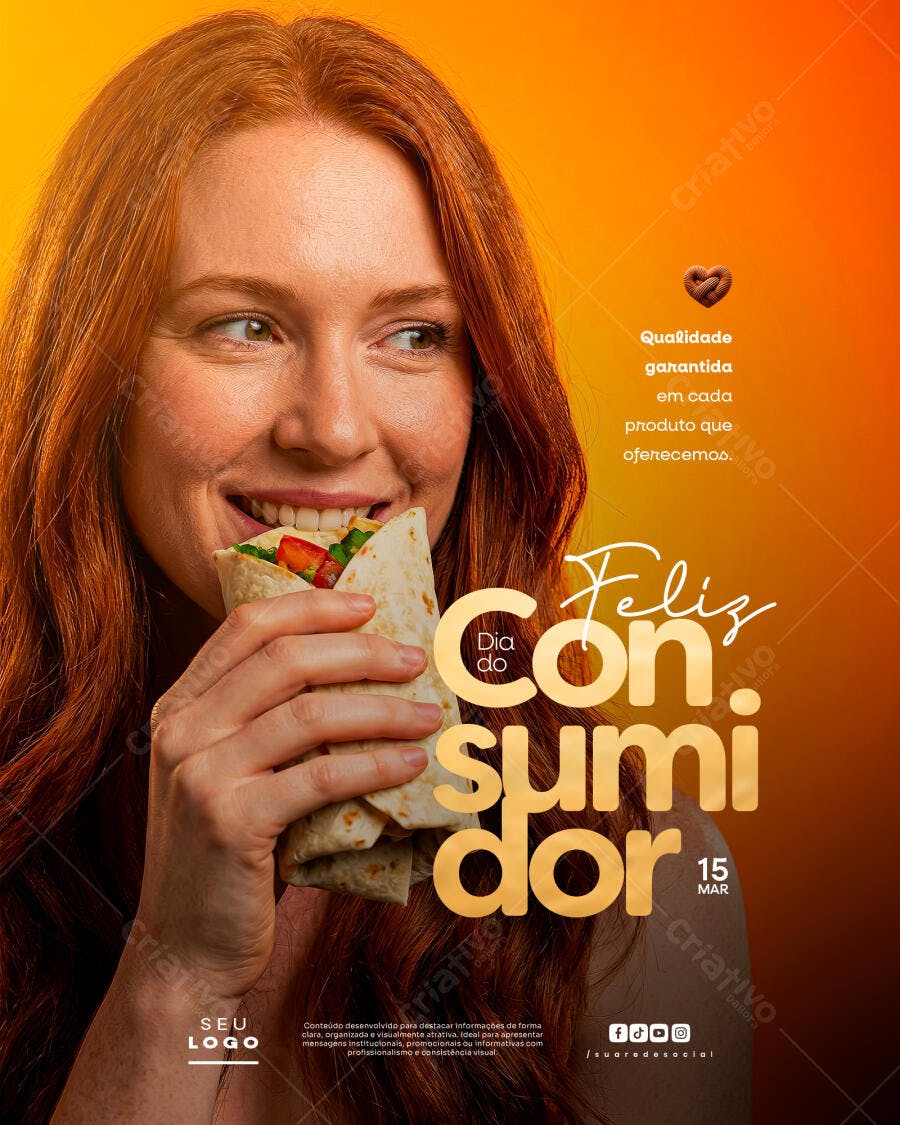 Post Instagram Dia do Consumidor Alimentação PSD Editável