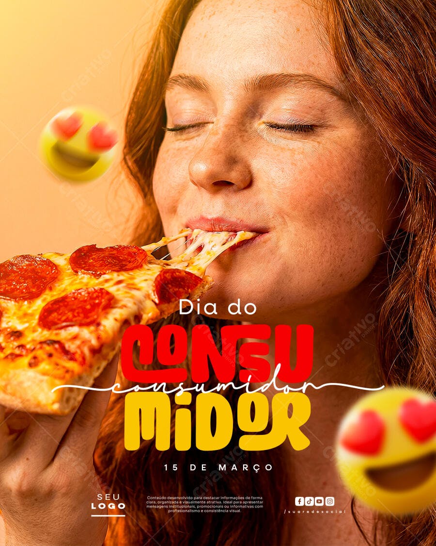 Post Instagram Dia do Consumidor Pizzaria PSD Editável
