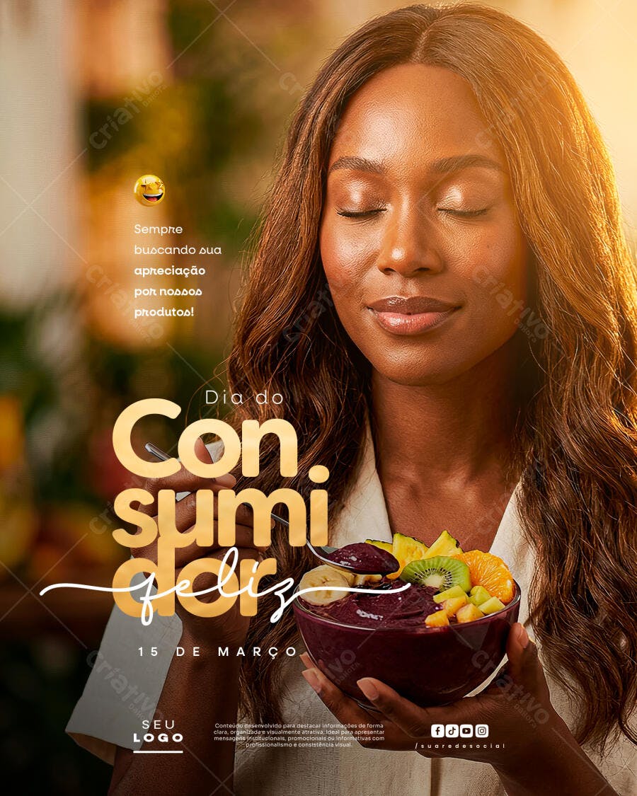 Post Instagram Dia do Consumidor Açaí PSD Editável