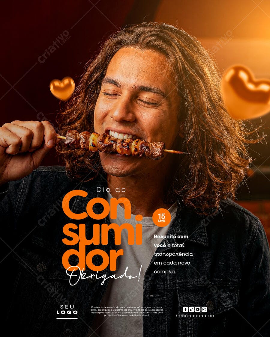 Post Dia do Consumidor Março Churrascaria PSD Editável