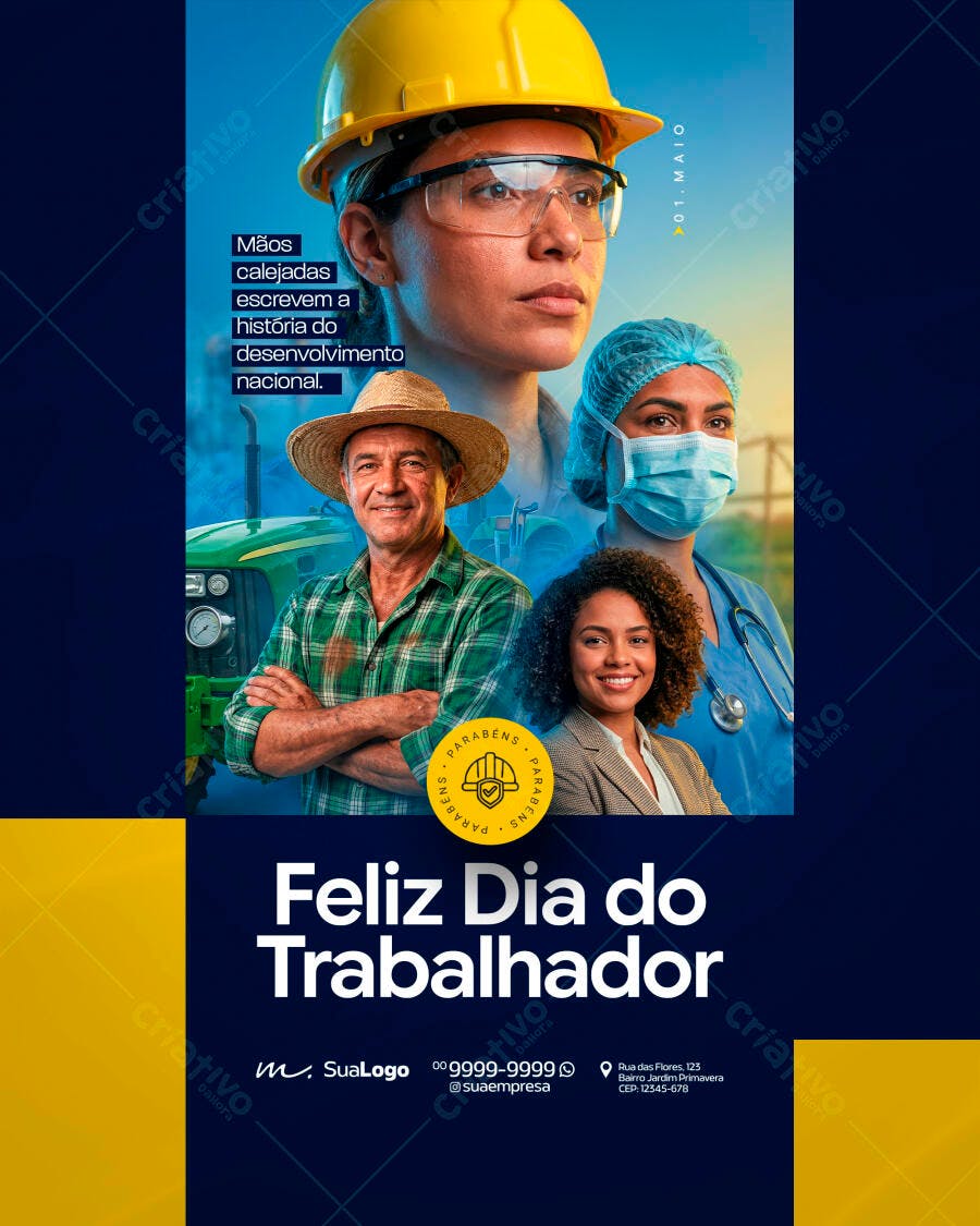 Post Instagram Dia do Trabalhador 1 de Maio PSD Editável