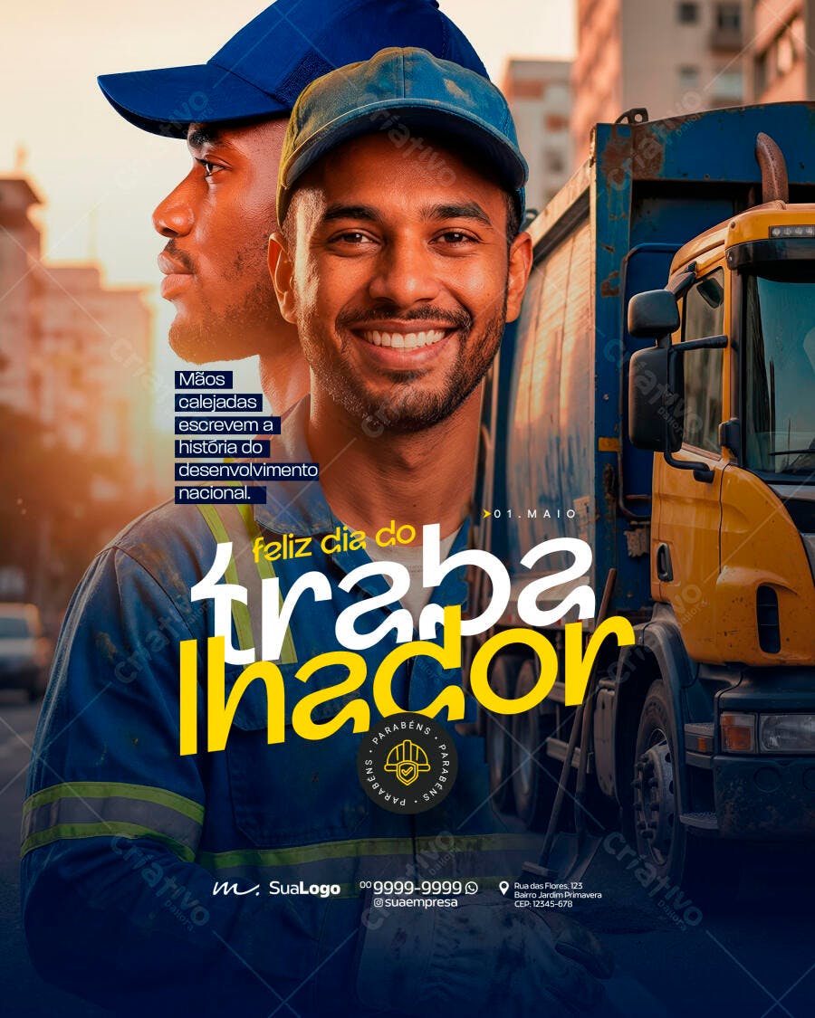 Post Dia do Trabalhador 1 de Maio PSD Editável