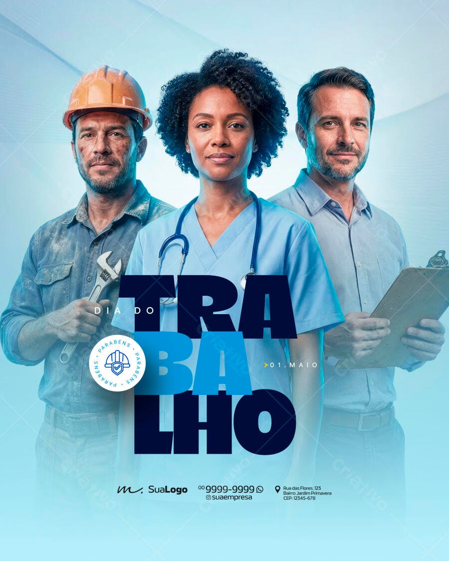 Post Instagram Dia do Trabalho 1 de Maio PSD Editável