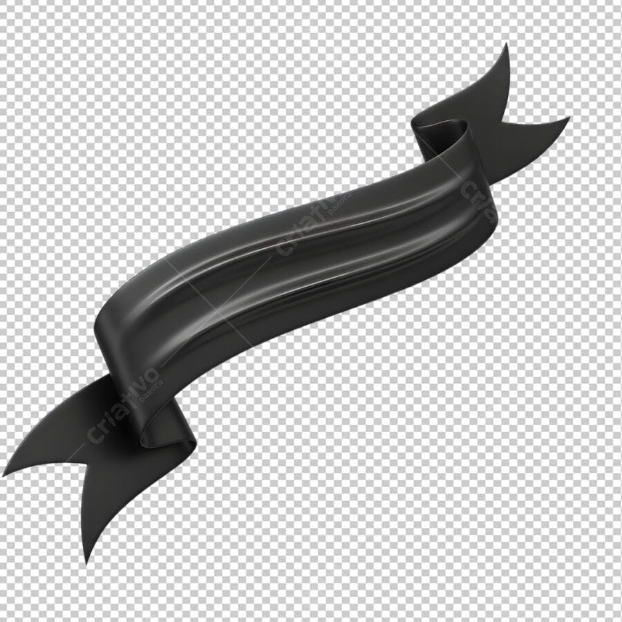 Faixa Banner Fita Preta 3D PSD Editável