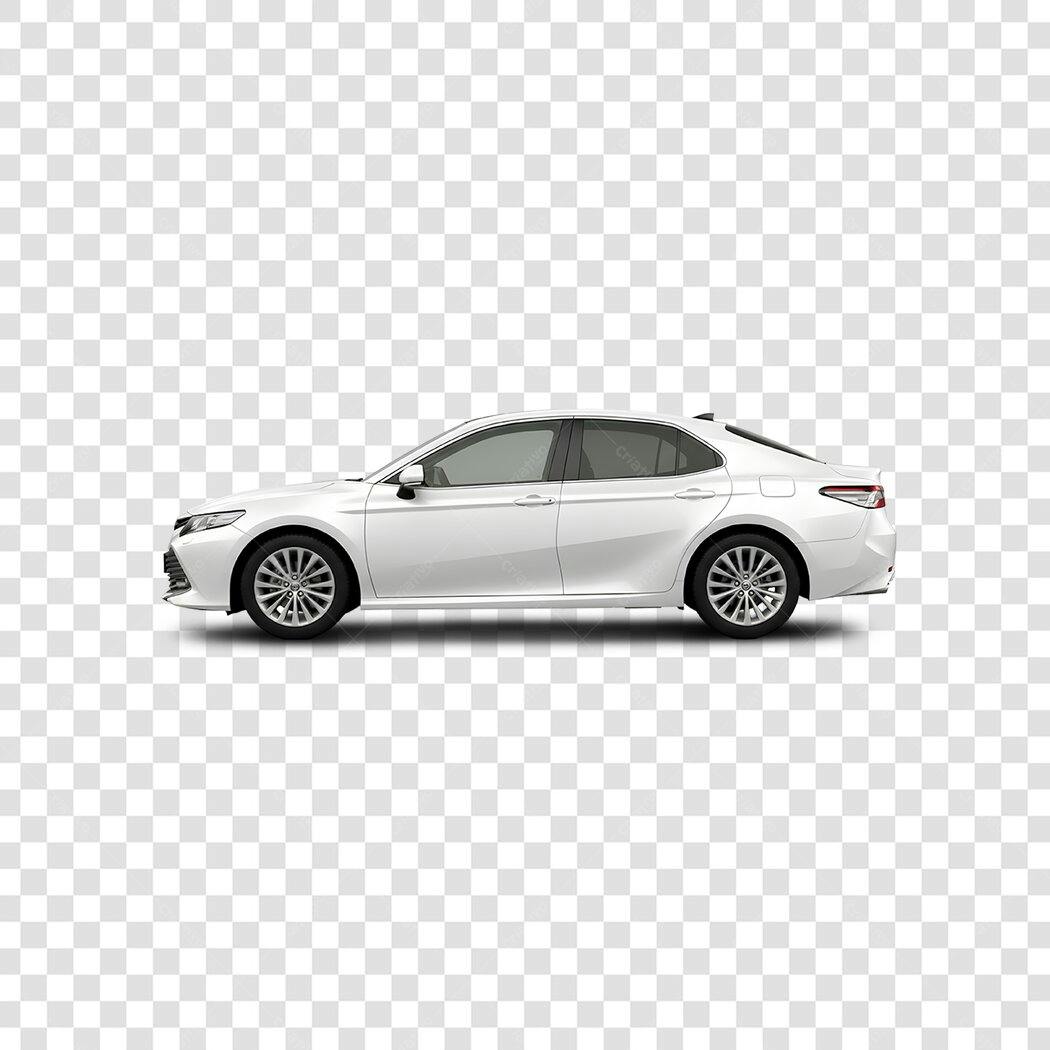 Foto Recortada Carro Sedan Branco Lateral PNG Fundo Transparente