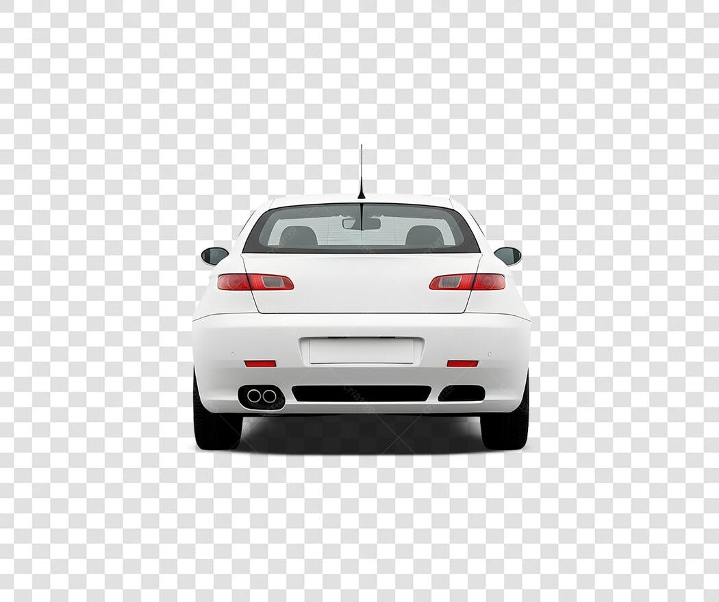 Foto Recortada Carro Branco Vista Traseira PNG Fundo Transparente