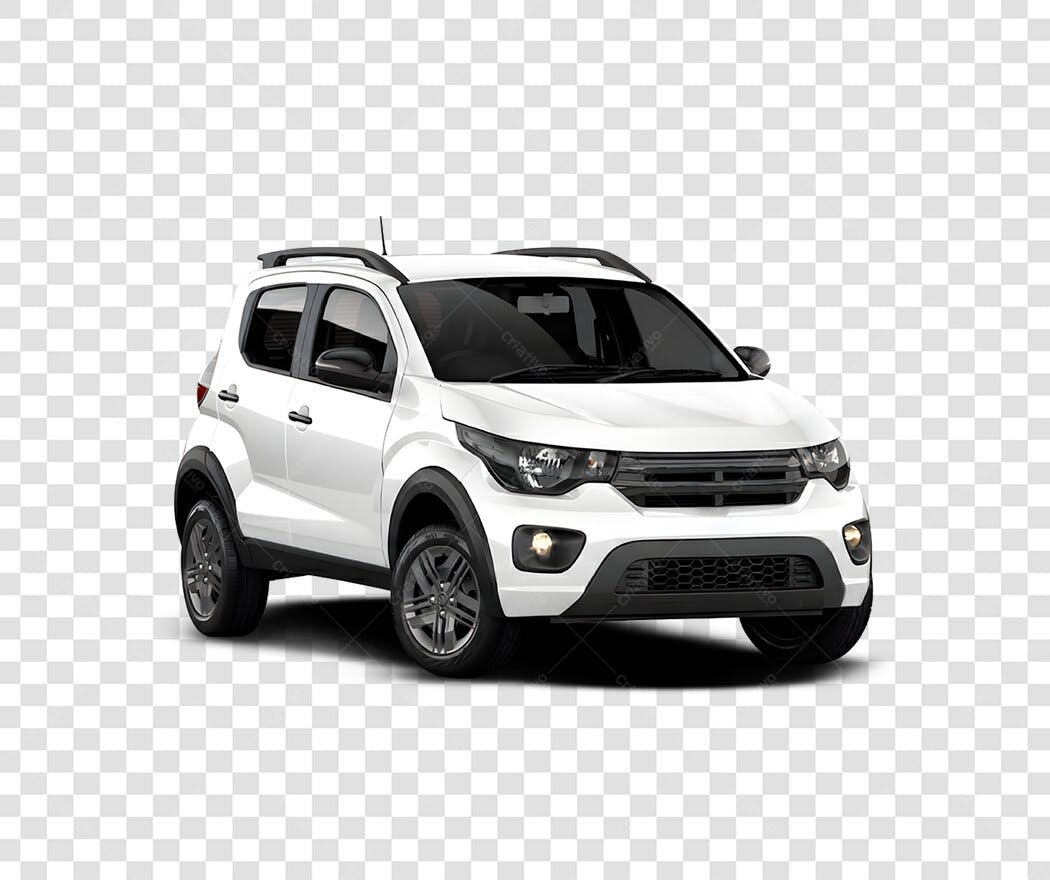 Foto Recortada Carro Branco Fiat Mobi PNG Fundo Transparente