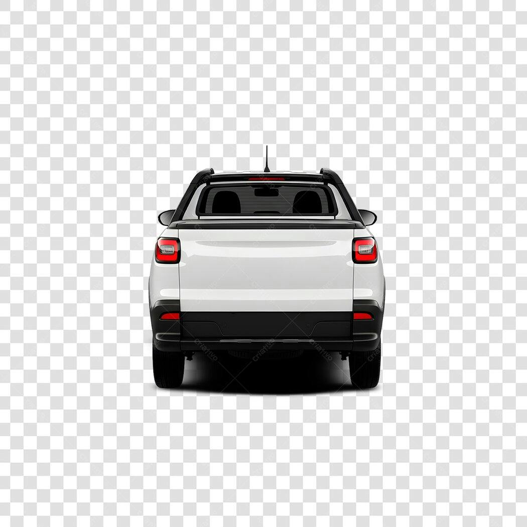 Foto Recortada Fiat Strada Branca Traseira PNG Fundo Transparente