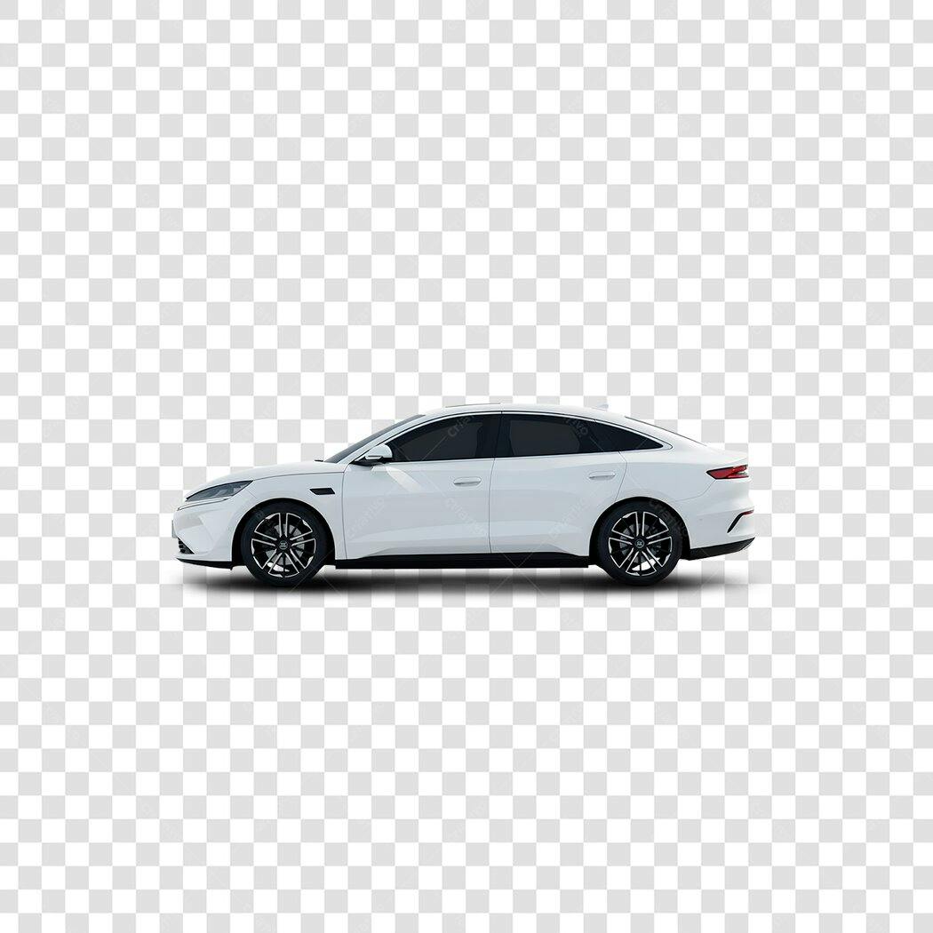 Foto Recortada Carro Branco Lateral PNG Fundo Transparente