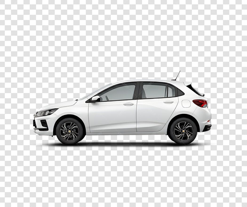Foto Recortada Carro Branco Hatch Lateral PNG Fundo Transparente