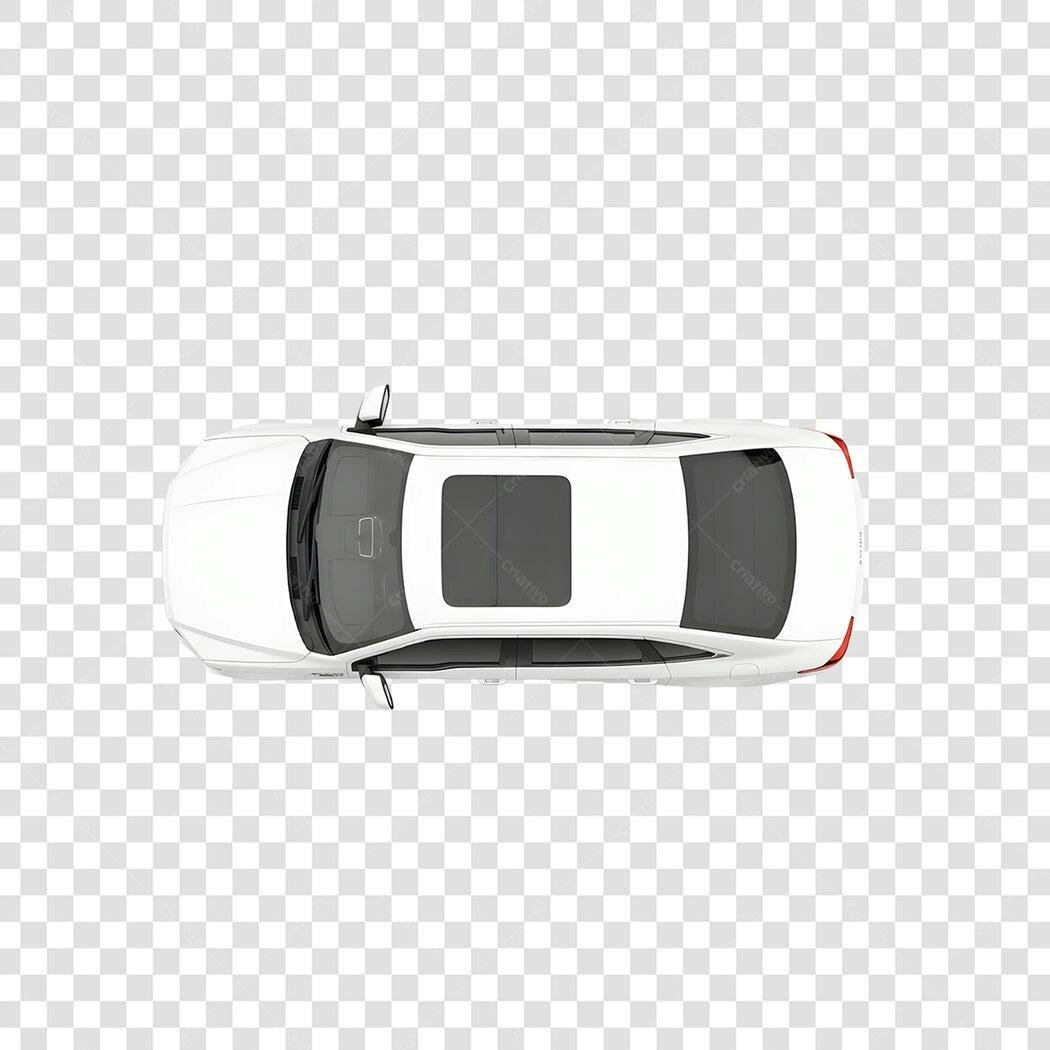 Elemento 3D Carro Branco Vista Superior PNG Fundo Transparente