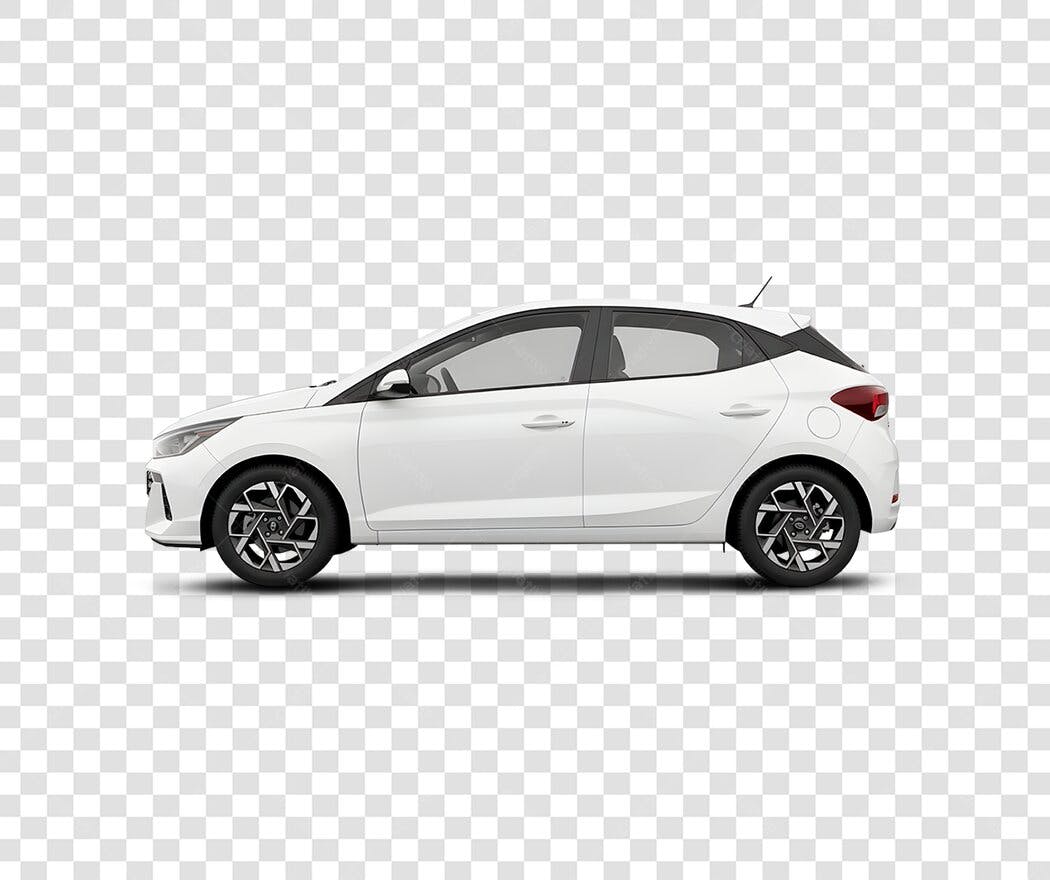 Foto Recortada Carro Hatch Branco Lateral PNG Fundo Transparente