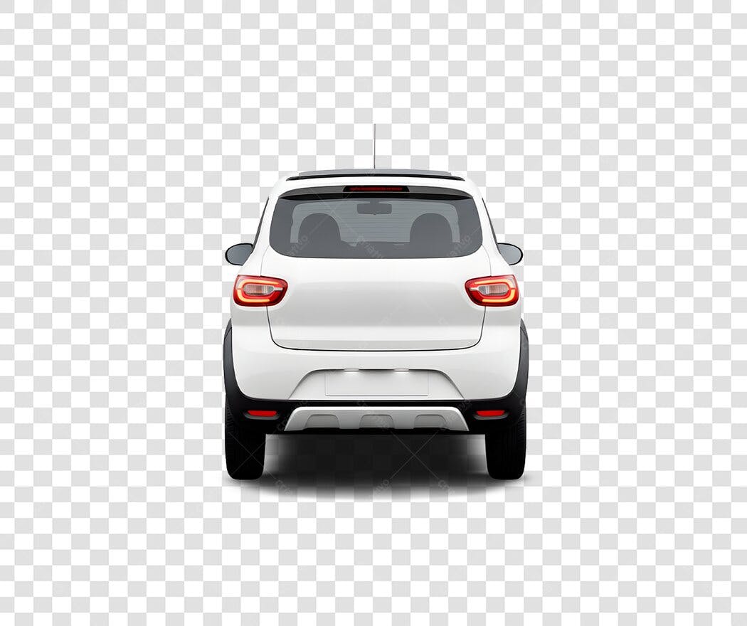 Foto Recortada Carro Branco SUV Traseira PNG Fundo Transparente