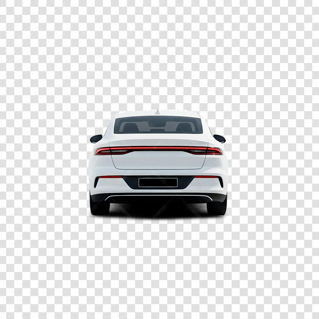 Foto Recortada Carro Sedan Branco Traseira PNG Fundo Transparente