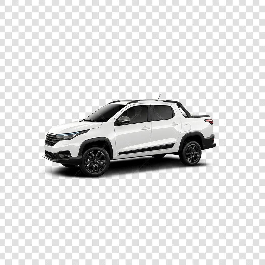 Foto Recortada Fiat Strada Branca Lateral PNG Fundo Transparente