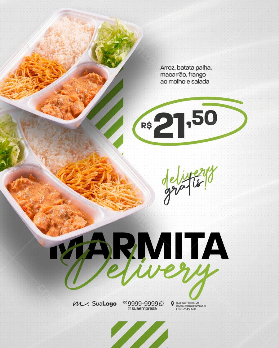 Flyer Marmita Delivery Restaurante PSD Editável