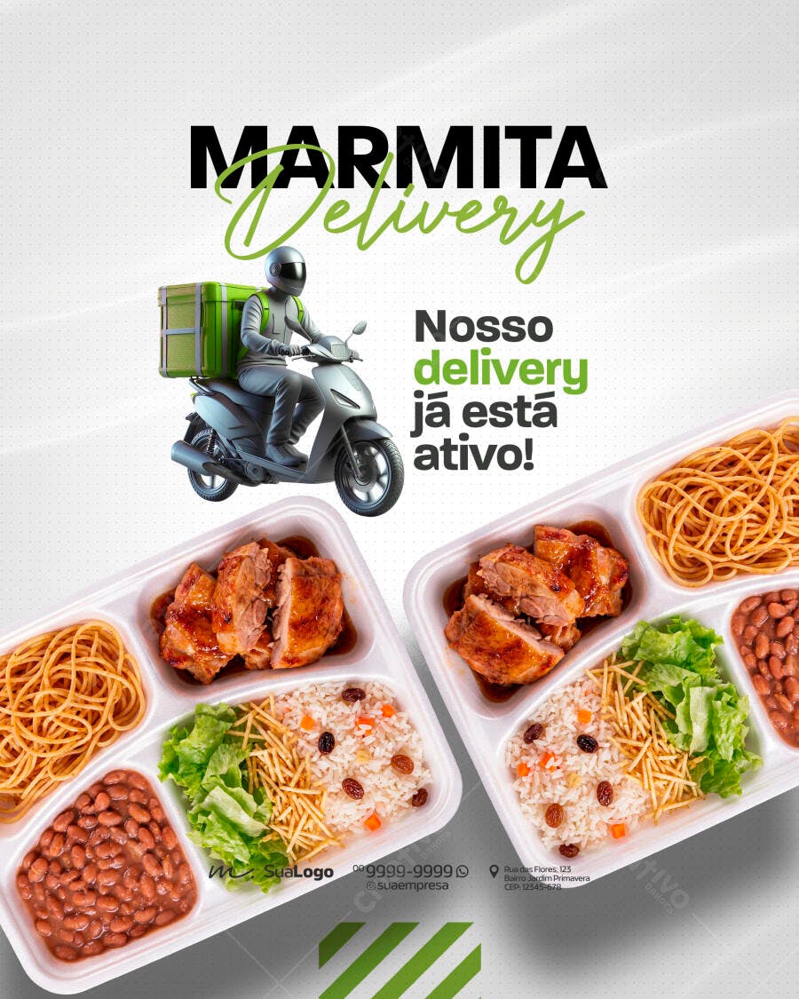 Flyer Marmita Delivery Restaurante PSD Editável