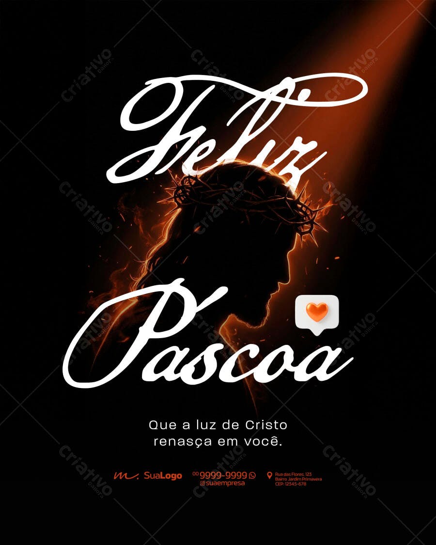 Post Instagram Feliz Páscoa Jesus Cristo PSD Editável