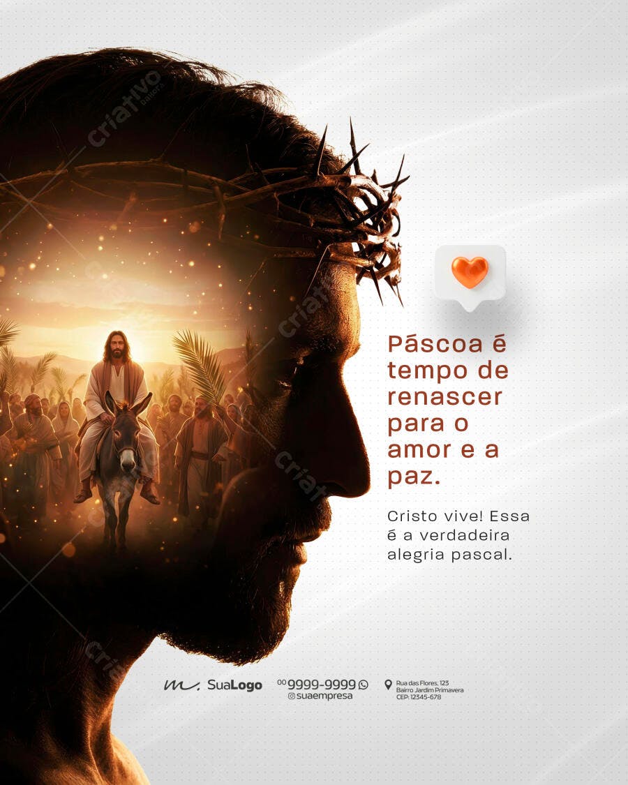 Post Instagram Páscoa Cristo Coroa Espinhos PSD Editável