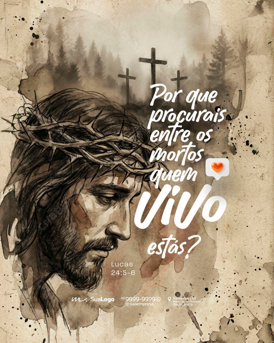 Post Páscoa Jesus Cristo Ressurreição PSD Editável