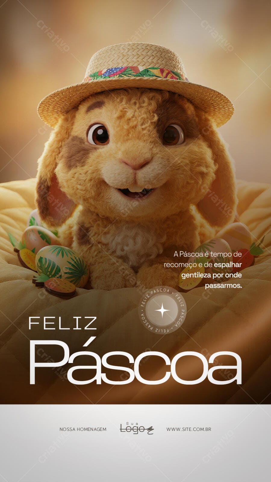 Story Instagram Páscoa Coelho Fofo PSD Editável