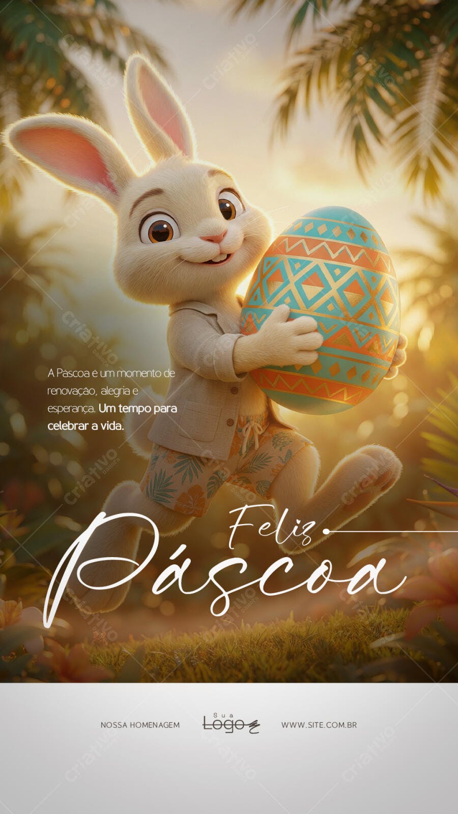 Story Instagram Páscoa Coelho Fofo PSD Editável