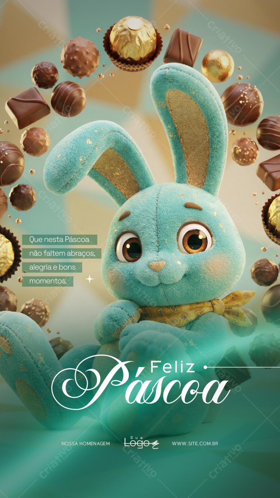 Story Instagram Feliz Páscoa Coelho Fofo PSD Editável