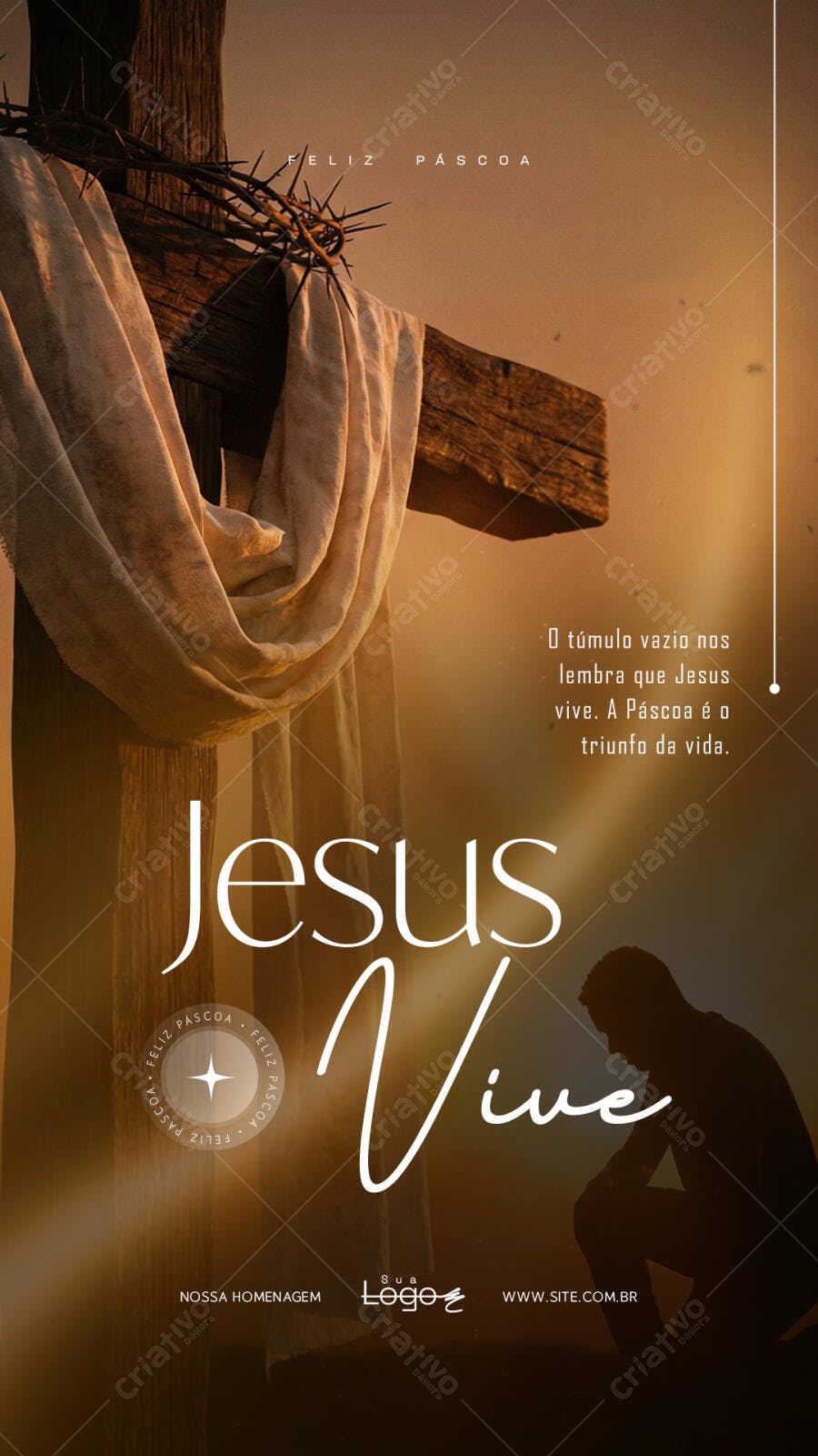 Story Instagram Páscoa Jesus Vive PSD Editável