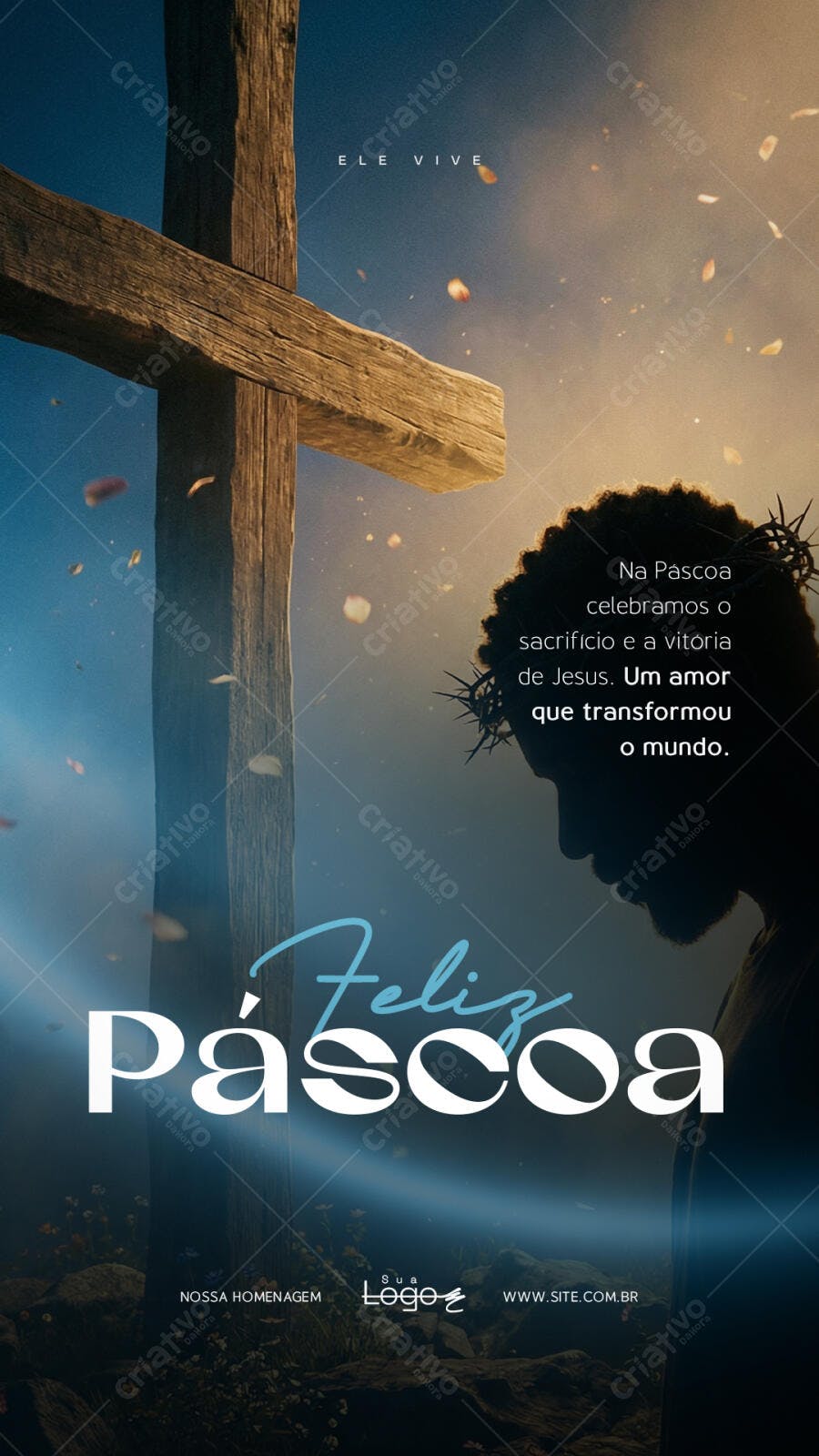Story Instagram Páscoa Cristã Cruz Jesus PSD Editável