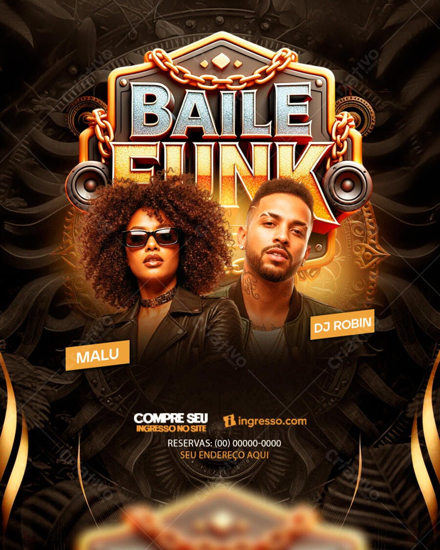 Flyer Baile Funk Festa Balada PSD Editável