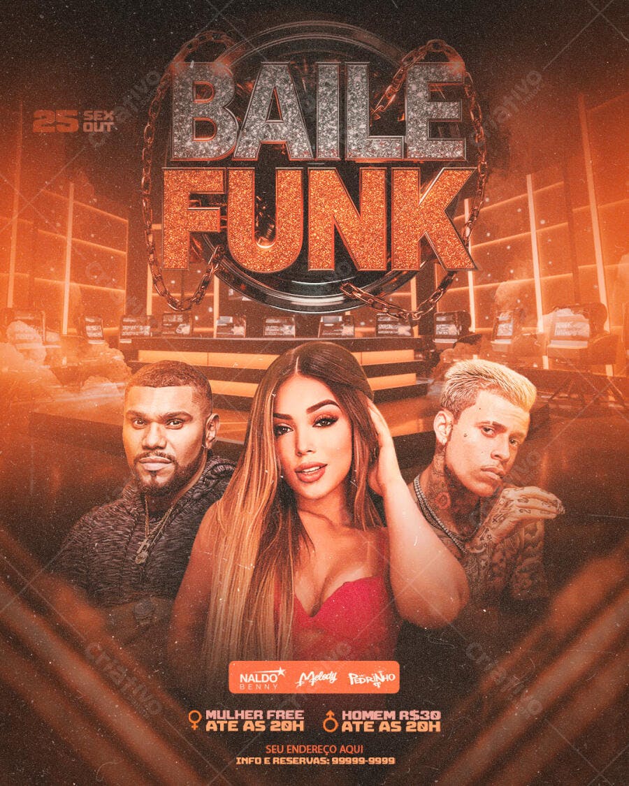 Flyer Baile Funk Festa Balada PSD Editável