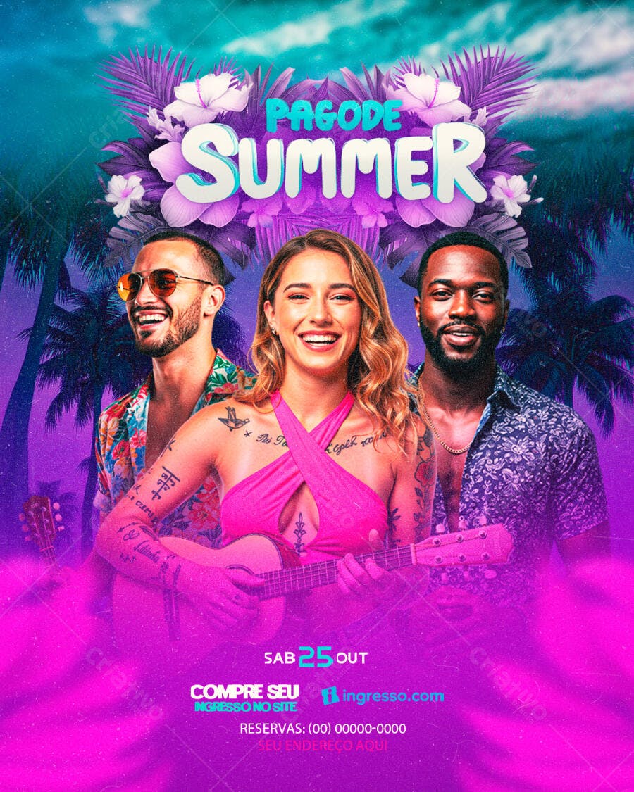 Flyer Pagode Summer Festa Balada PSD Editável