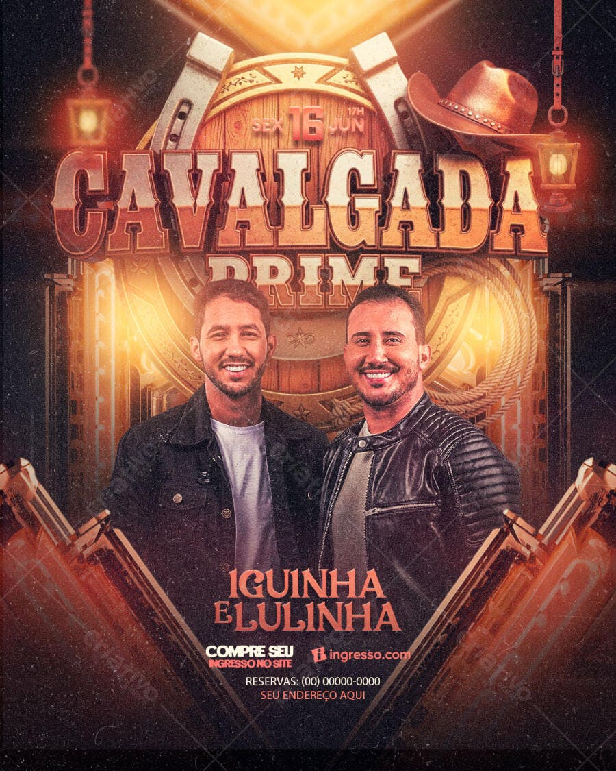 Flyer Cavalgada Festa Junina Sertaneja PSD Editável