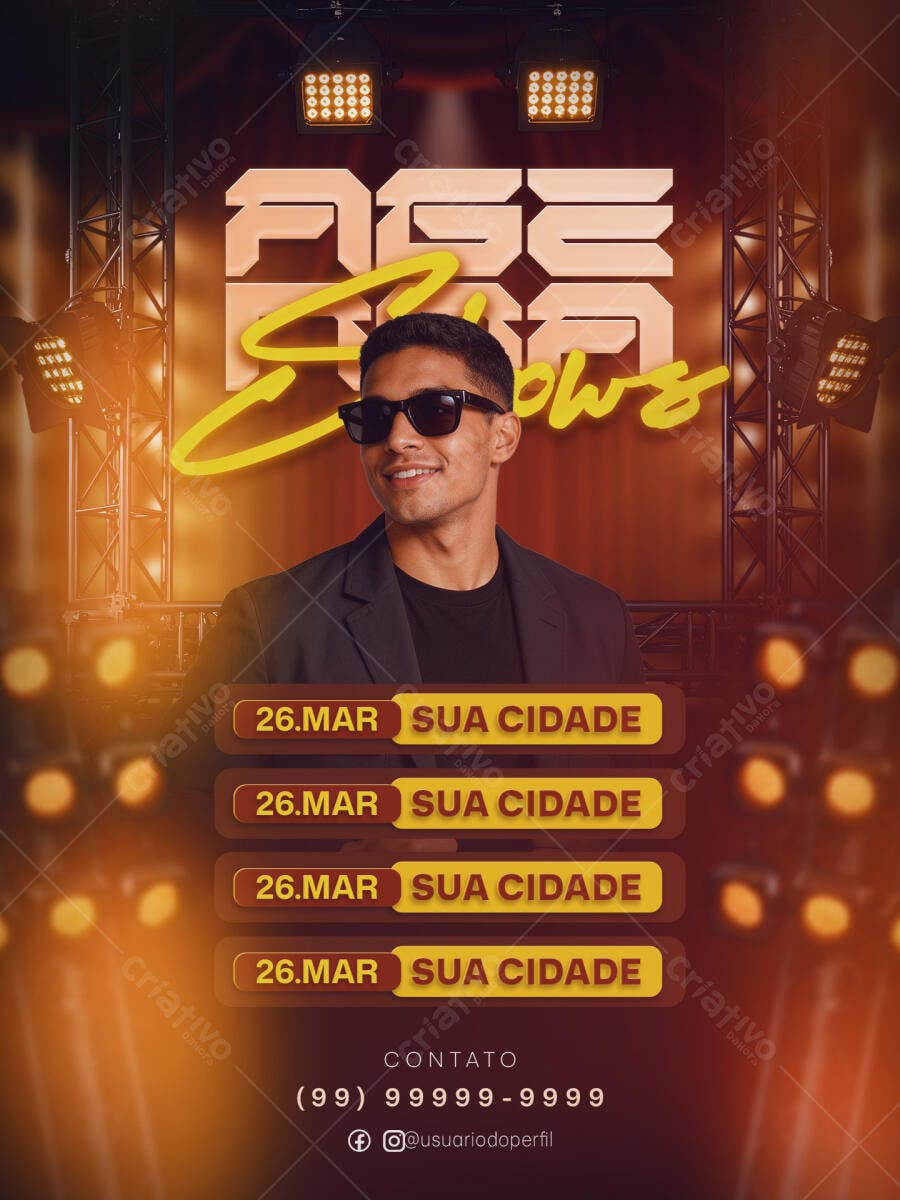 Flyer Shows Eventos Balada Março PSD Editável