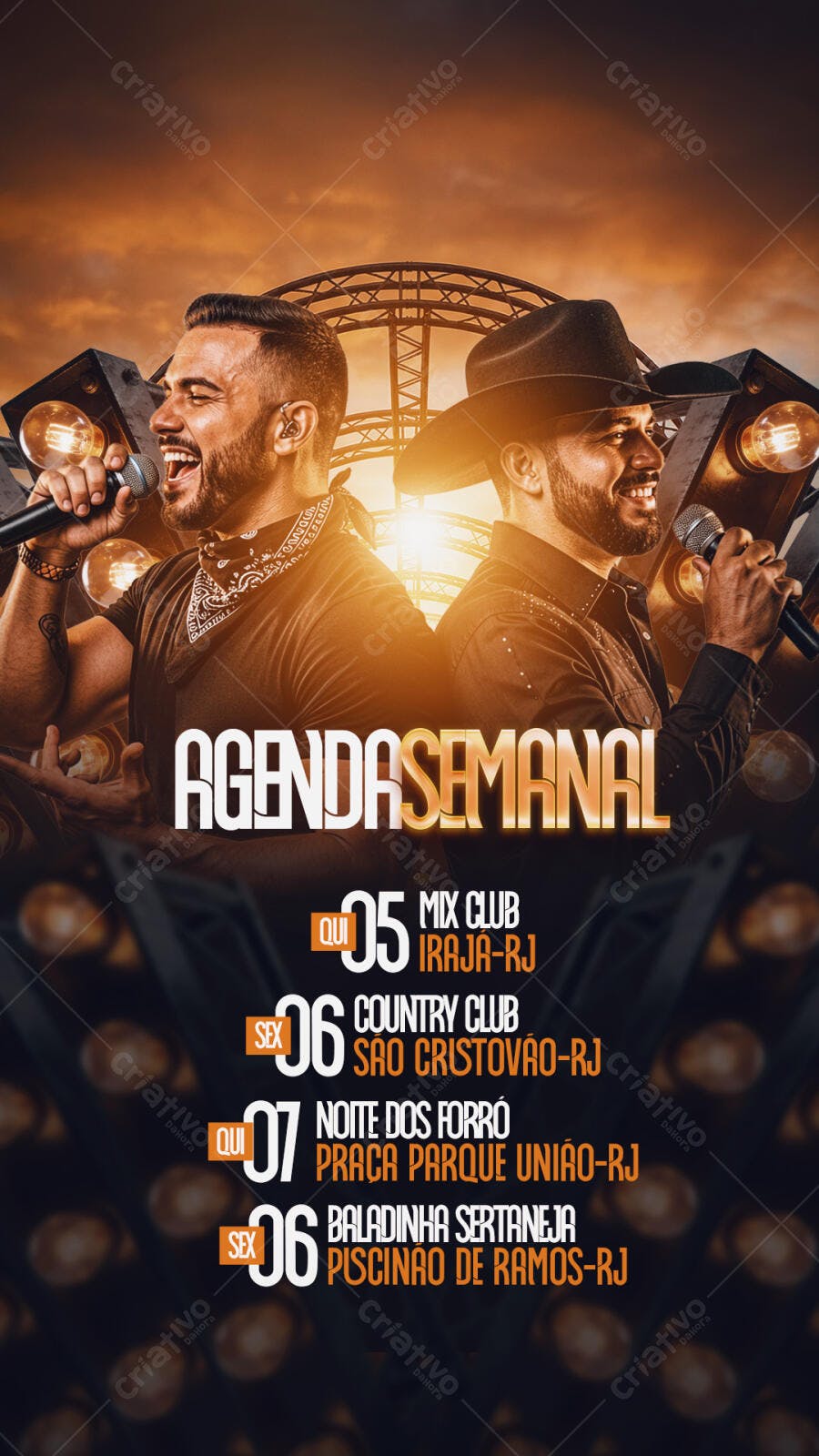 Flyer Agenda Semanal Sertaneja Eventos PSD Editável