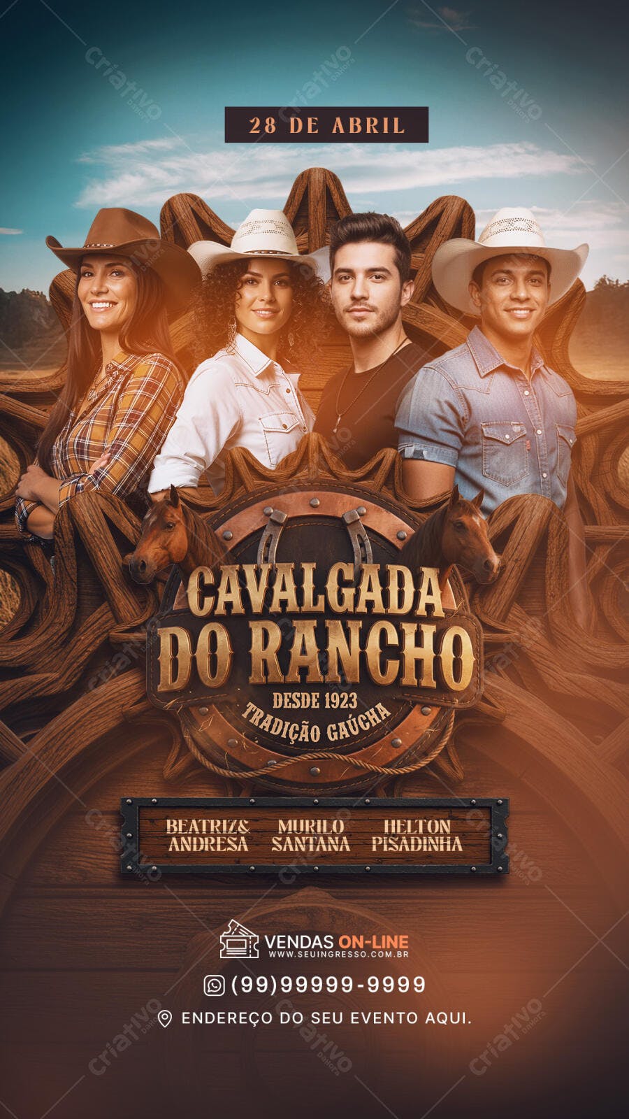 Story Instagram Cavalgada Rancho 28 de Abril PSD Editável