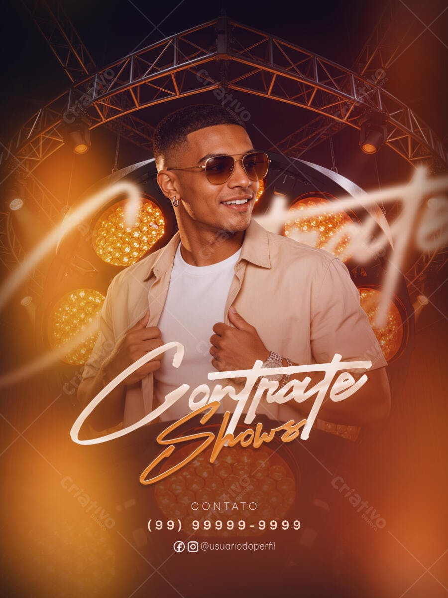 Flyer Contrate Shows Eventos Artista PSD Editável