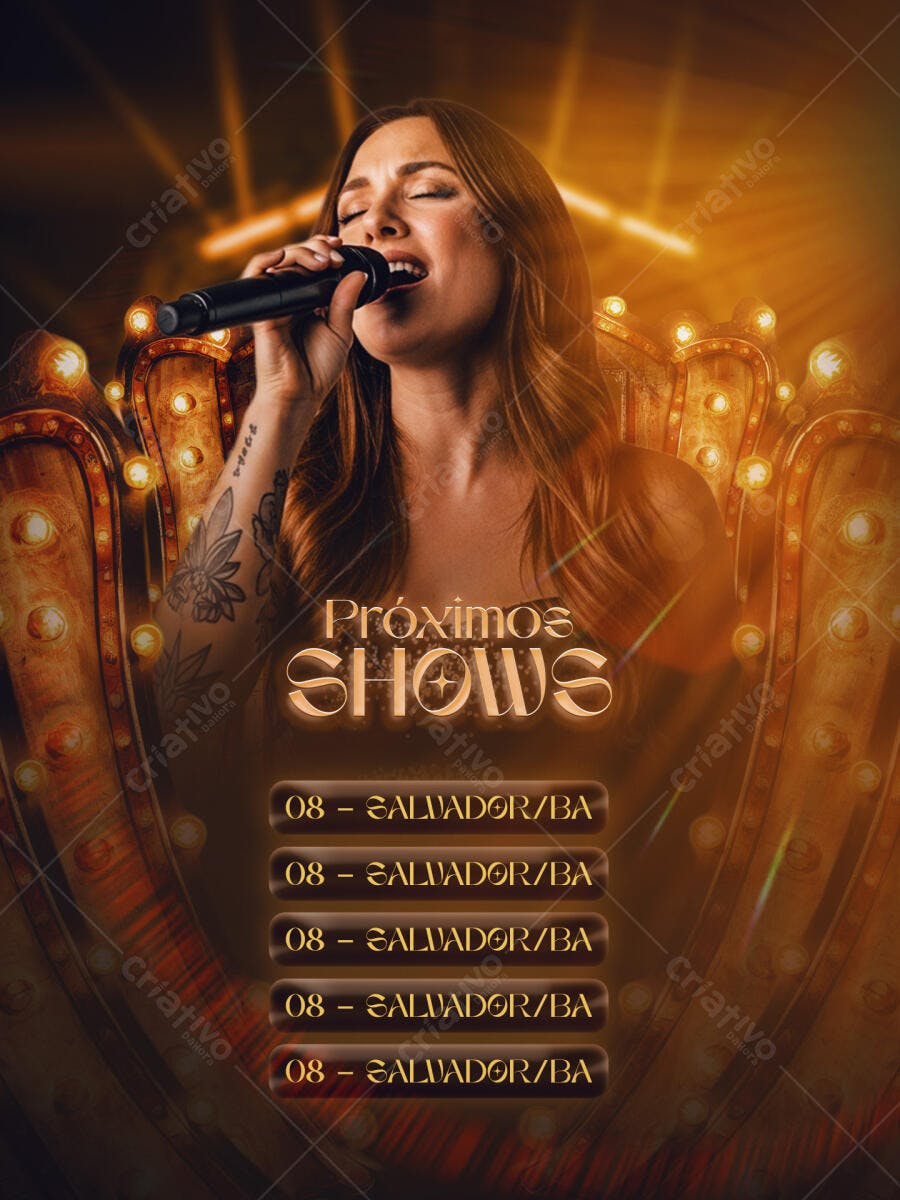 Flyer Próximos Shows Artista Cantora PSD Editável