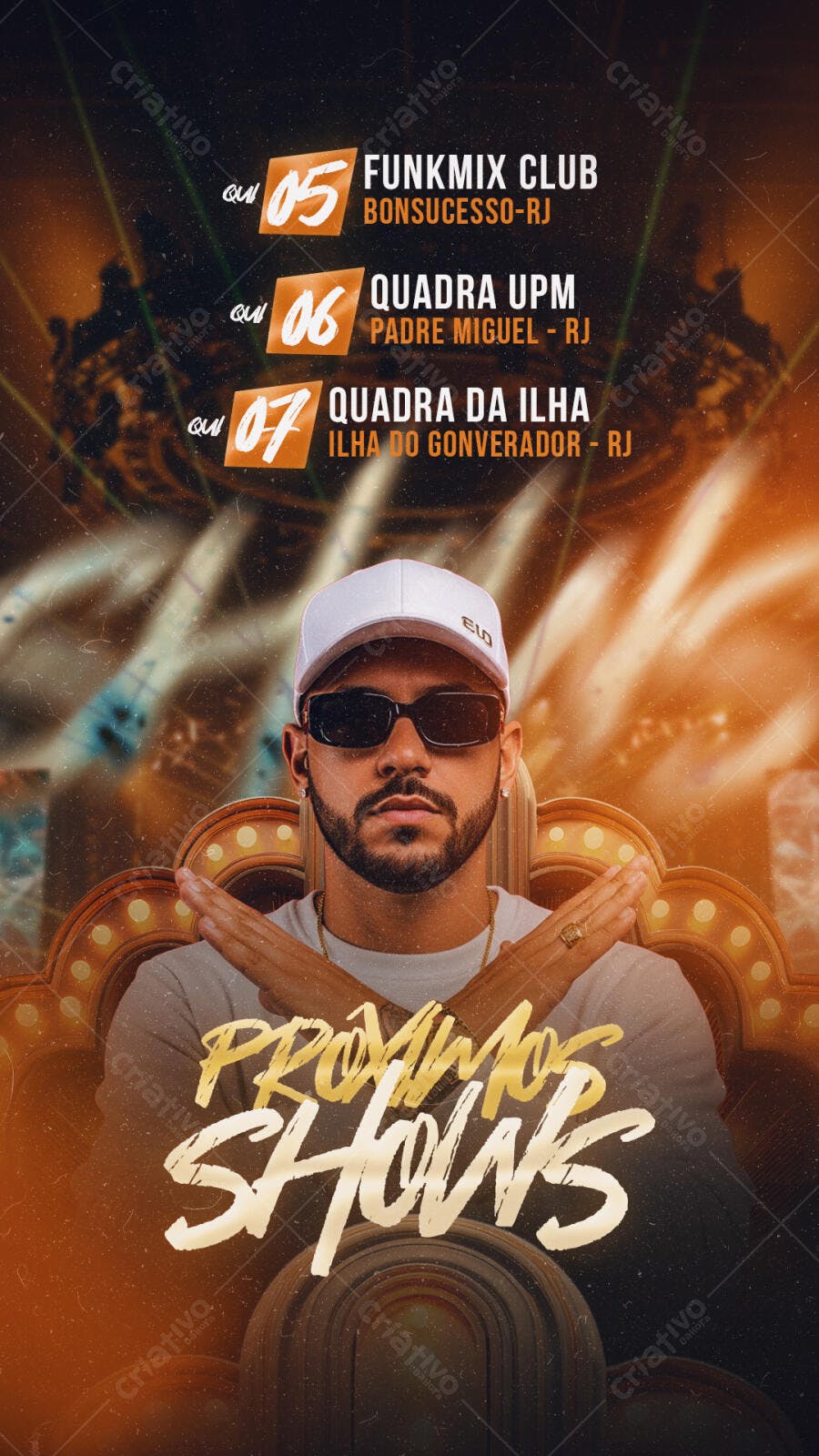 Flyer Próximos Shows Funk Sertanejo PSD Editável