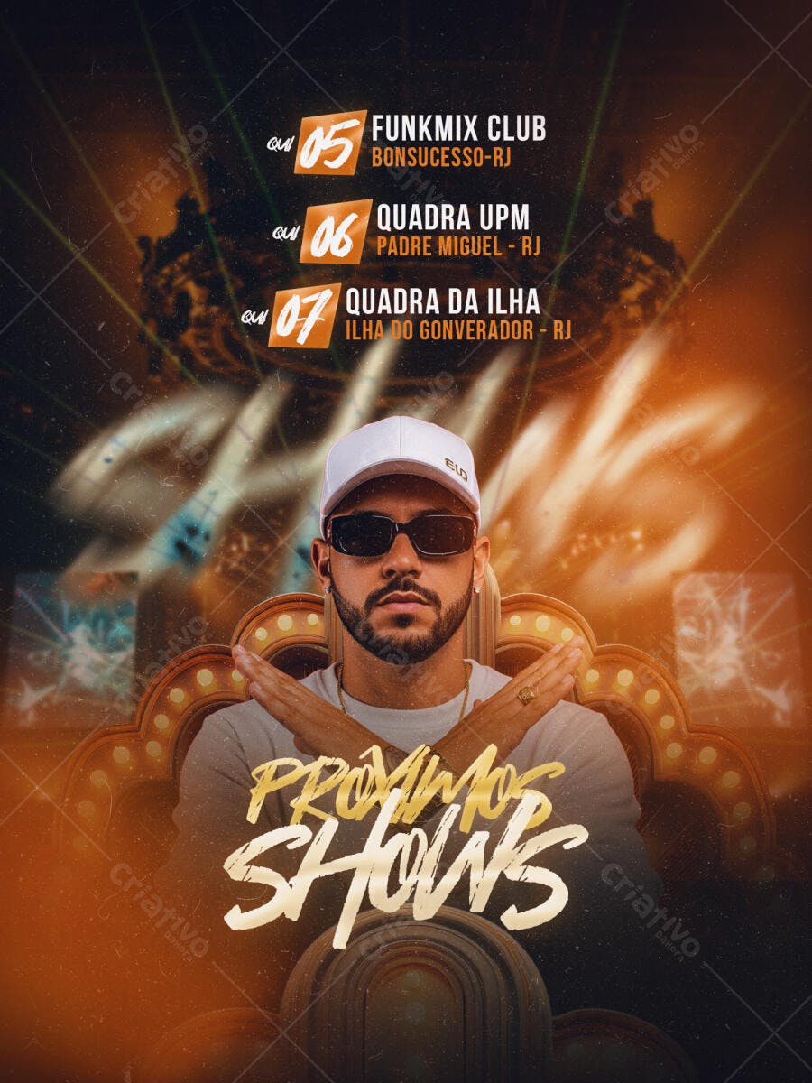 Flyer Próximos Shows Funk e Eventos PSD Editável
