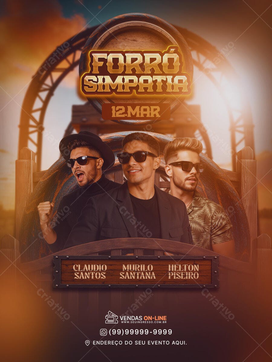 Flyer Forró Simpatia Evento Musical 12 Mar PSD Editável