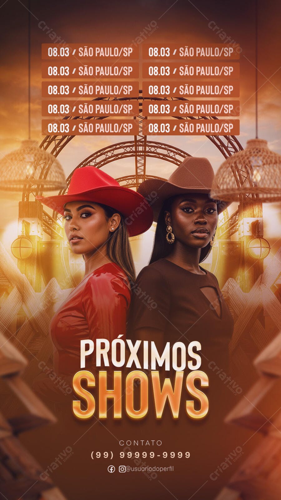 Story Instagram Próximos Shows Sertanejo PSD Editável