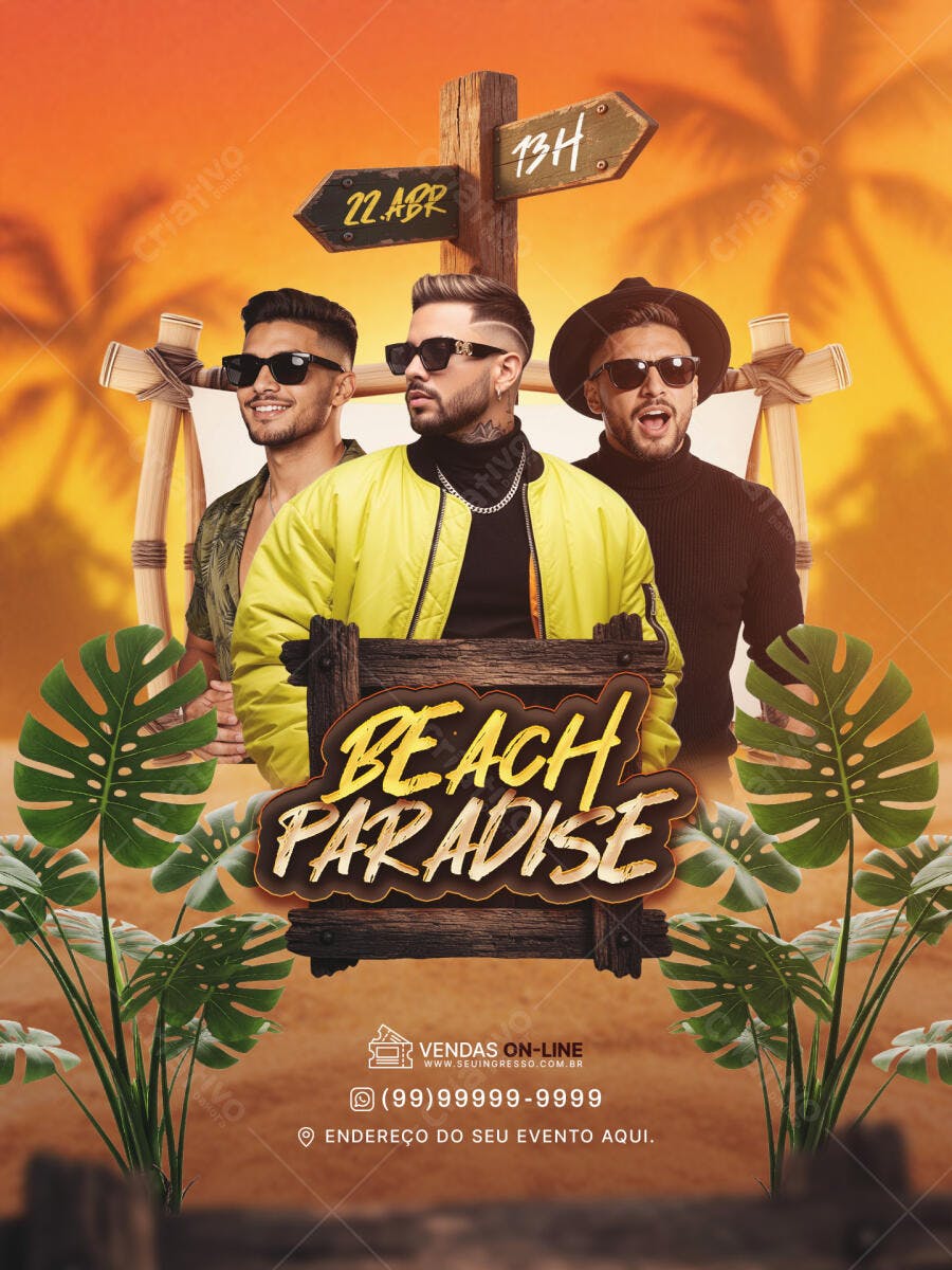 Flyer Festa Praia Beach Paradise PSD Editável