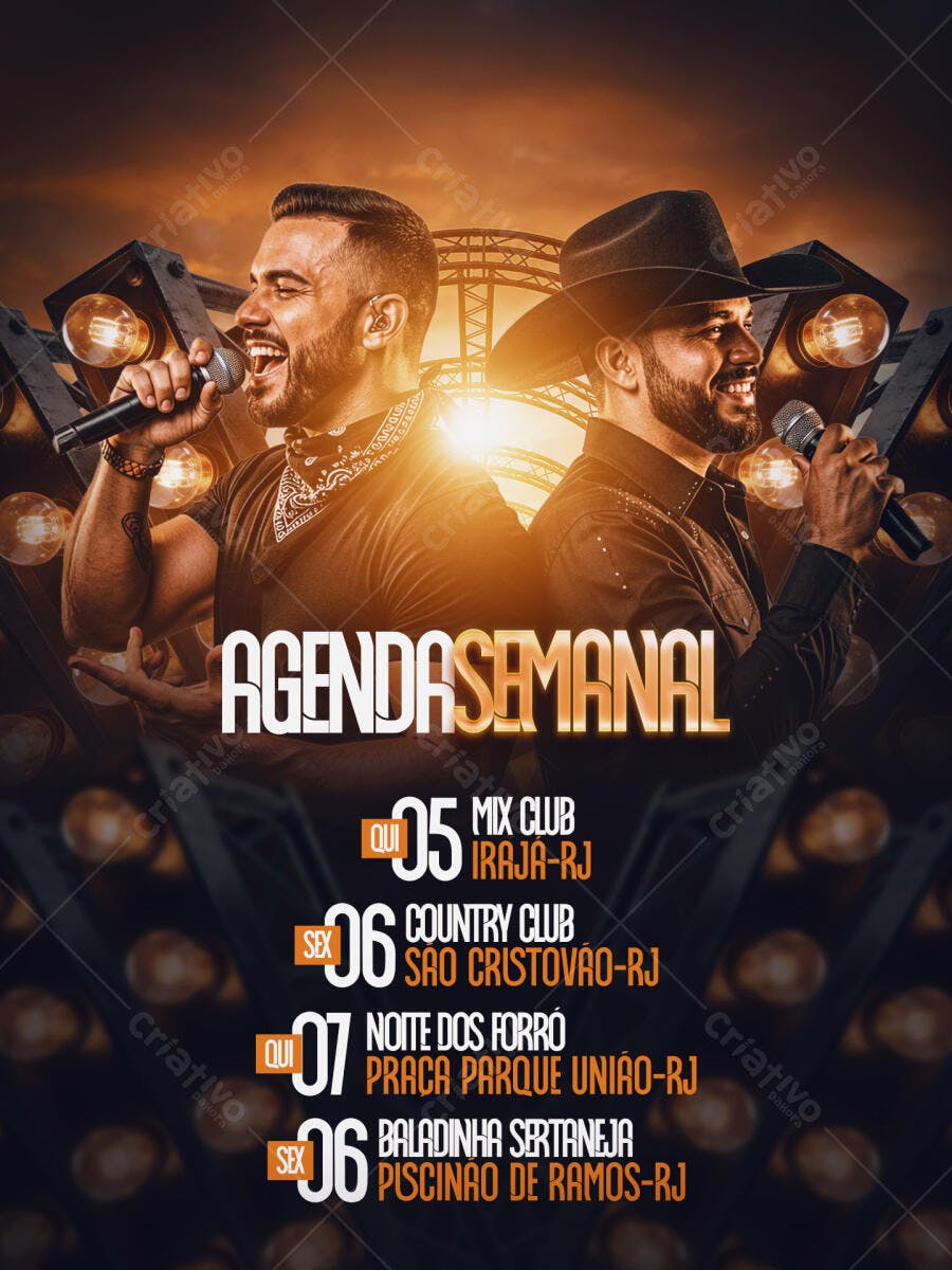 Agenda Semanal Sertaneja Forró Balada PSD Editável