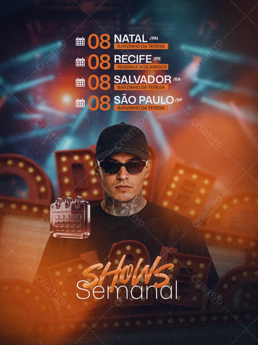 Flyer Shows Semanal Eventos Balada PSD Editável