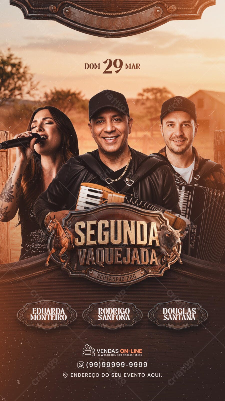 Flyer Segunda Vaquejada Sertanejo PSD Editável